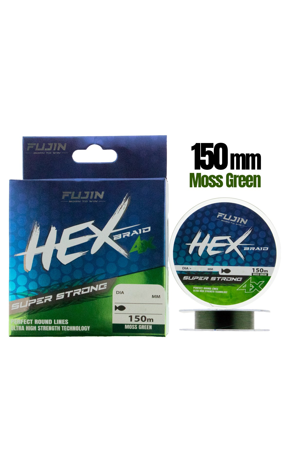 Fujin%20Hex%20Braid%204x%20150mt%20Moss%20Green%20PE%20İp%20Misina%20-%200.18mm