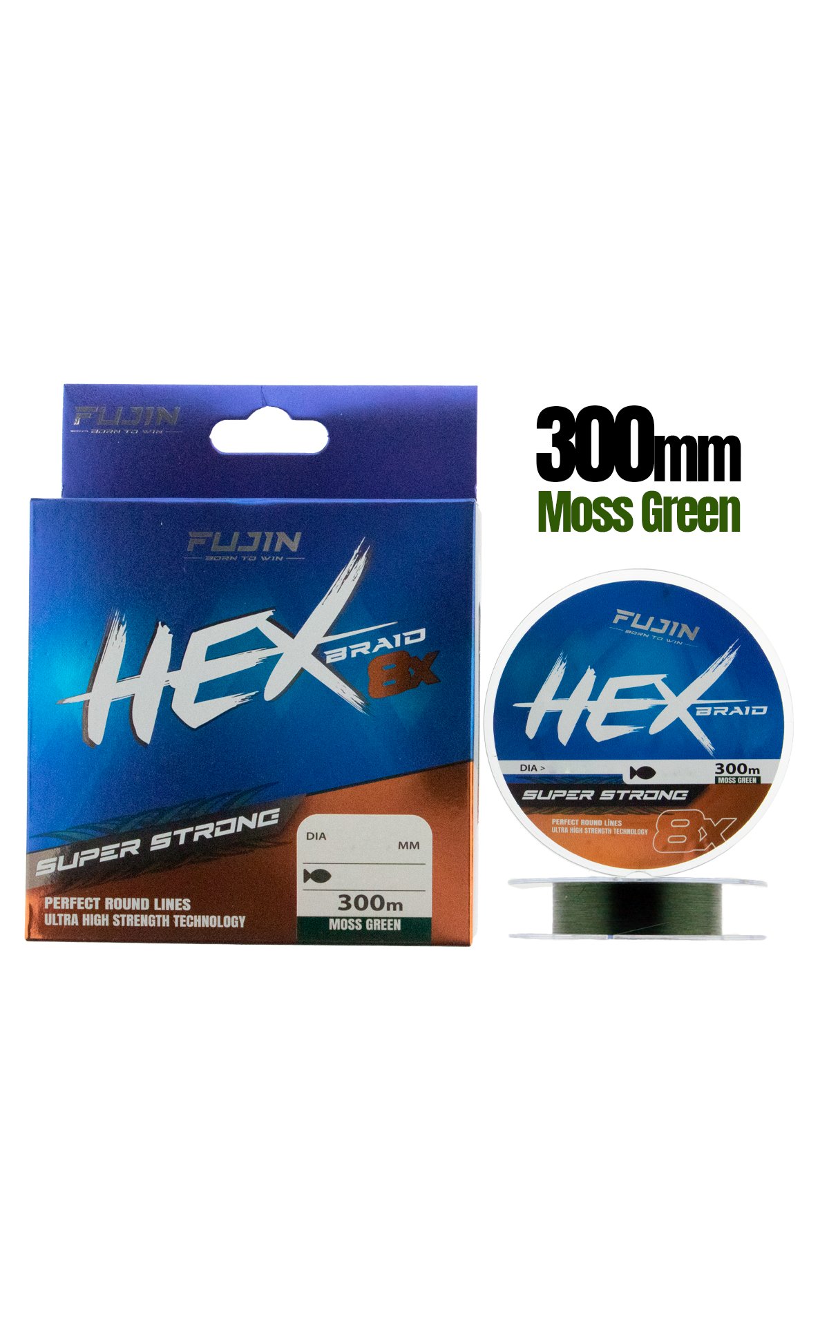 Fujin%20Hex%20Braid%208x%20300mt%20Moss%20Green%20PE%20İp%20Misina%20-%200.16mm